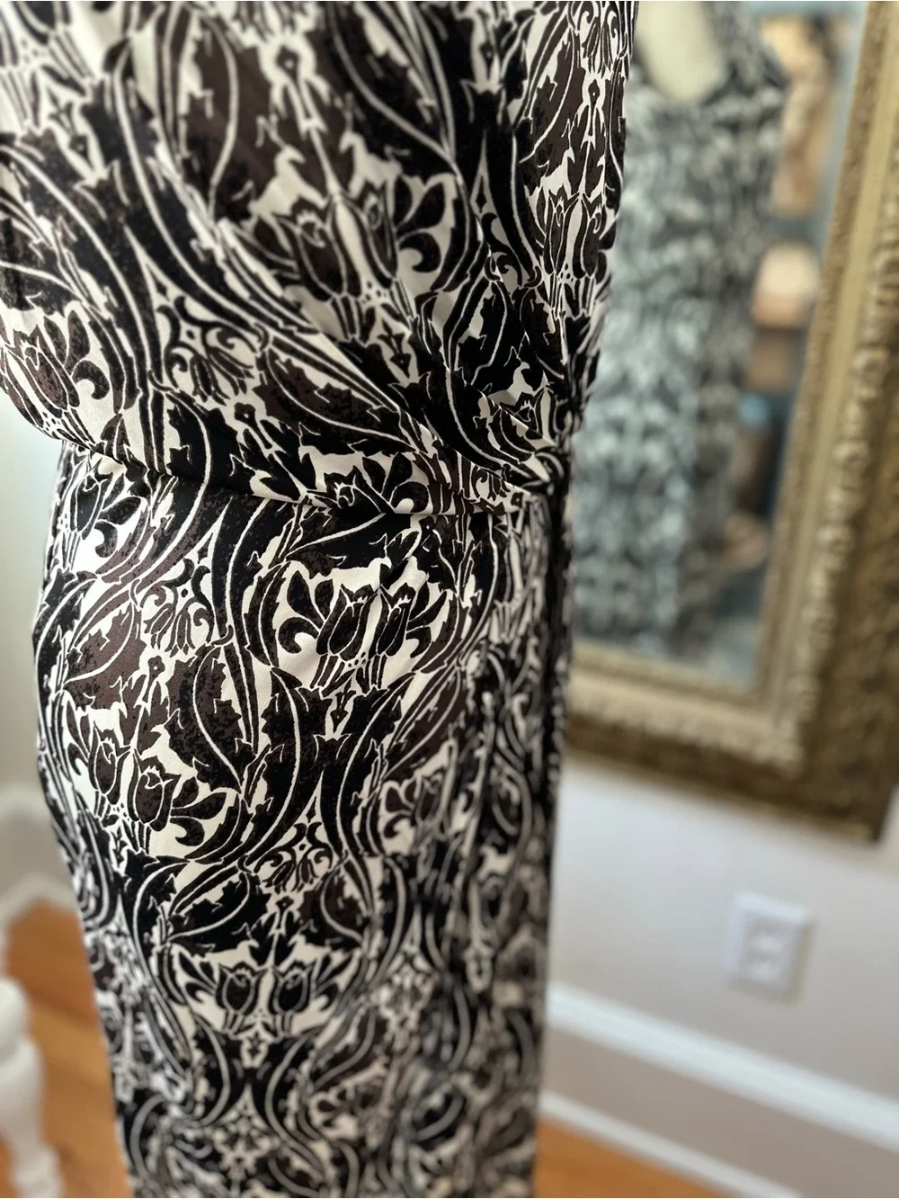 Tory Burch silk dress midi Y2K style ruched sleeveless quiet luxury faux wrap